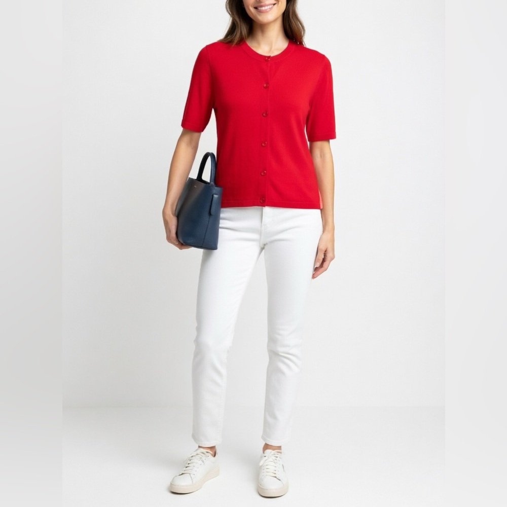 Paul Smith Red & Pink Colorblock Short Sleeve Knit Cardigan – Size Small – NWT